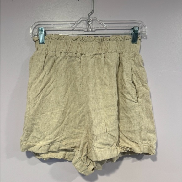 Hyfve cream tan linen type shorts - Picture 1 of 3